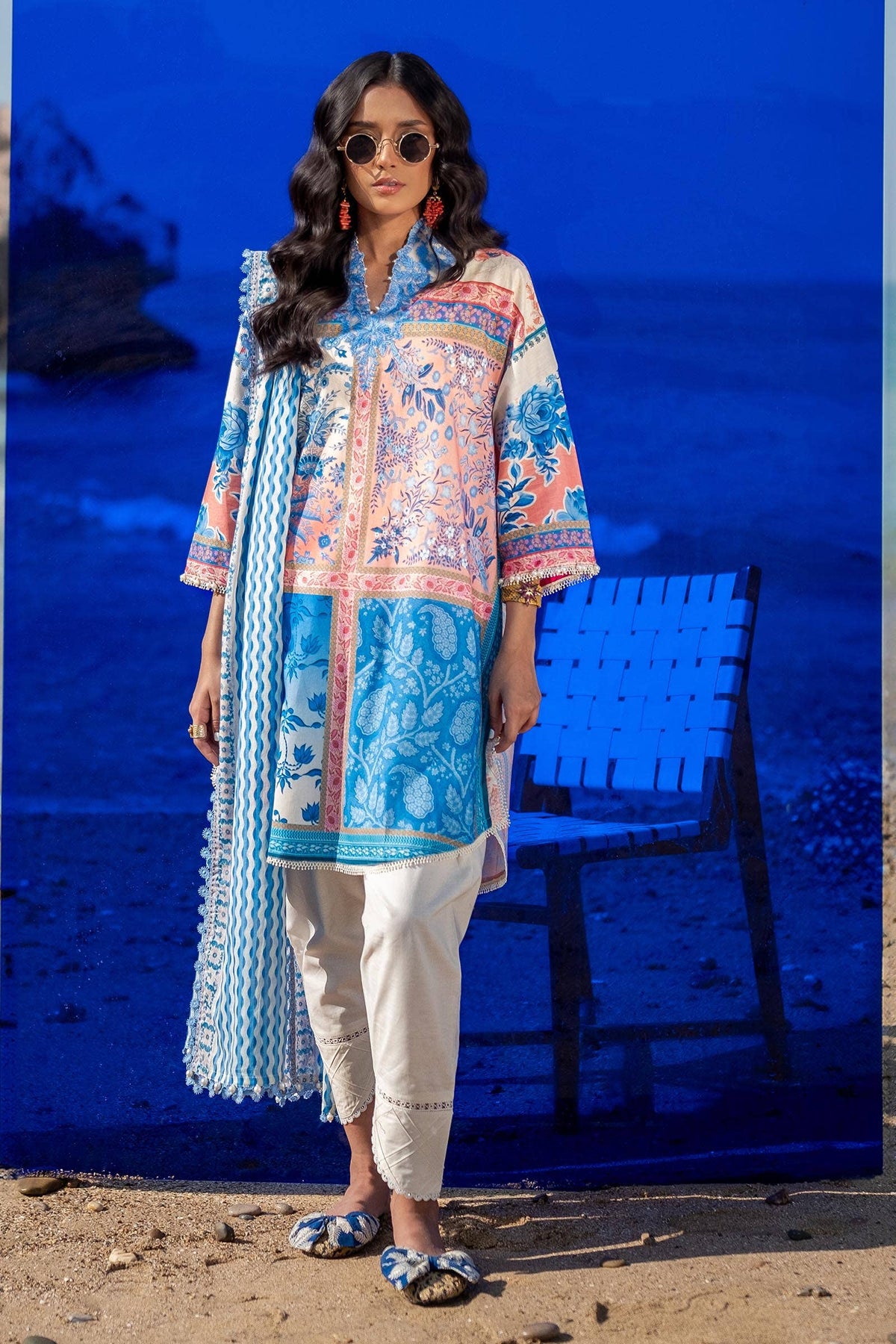 H241-28B- 3Pc - Unstitched Fabric Mahay Lawn By Sana Safinaz