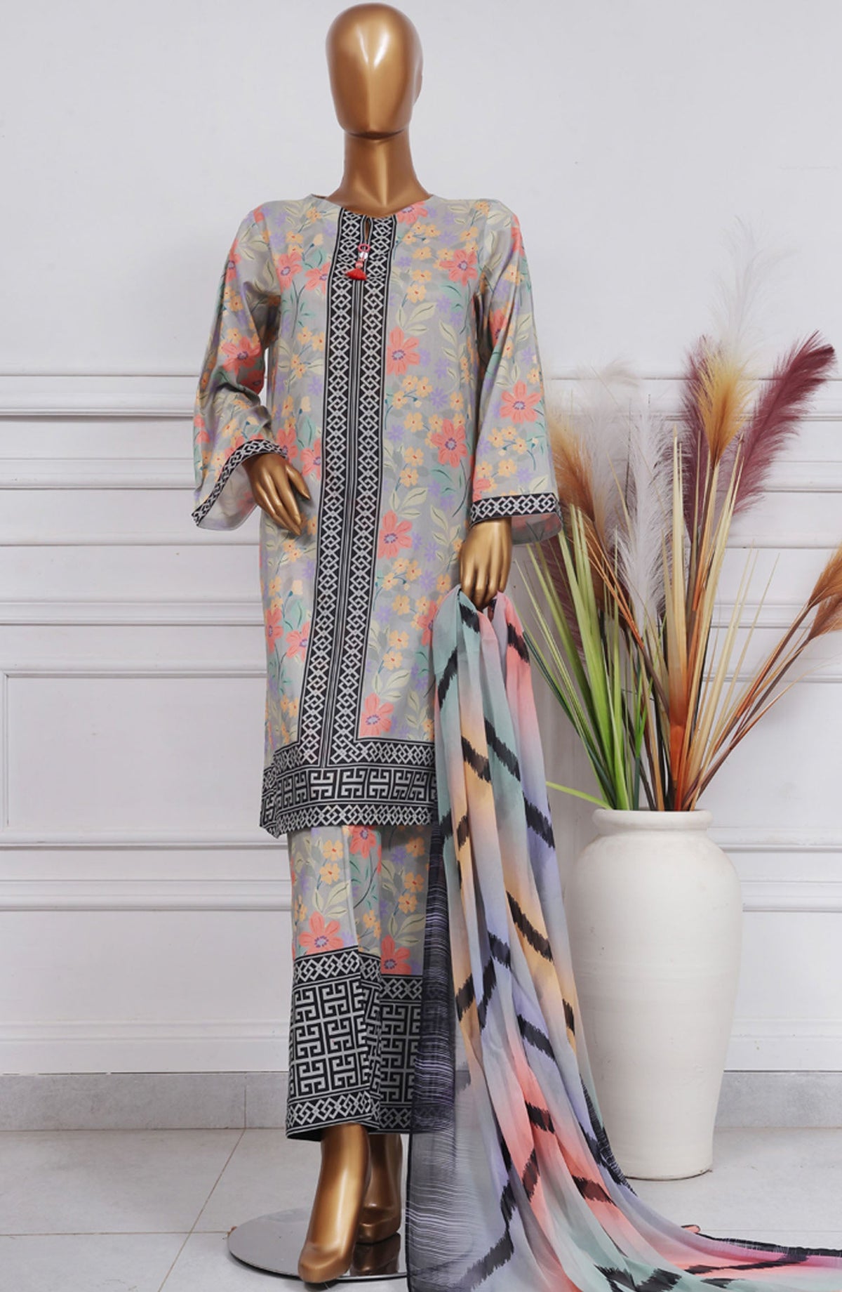 3-PC Stitched Printed Lawn By HZTextile | PWW-104