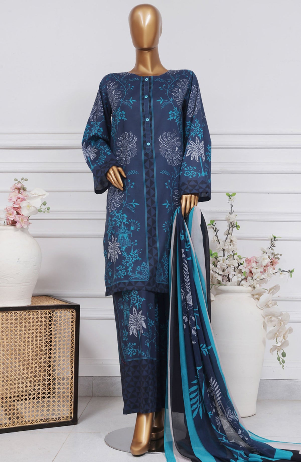 3-PC Stitched Printed Lawn By HZTextile | PWW-106