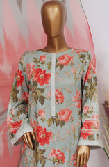3-PC Stitched Printed Lawn By HZTextile | PWW-102