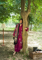 3Pc DIGITAL PRINTED SLUB KHADDAR Unstitched Suit MULBERRY By Elaf Premium
