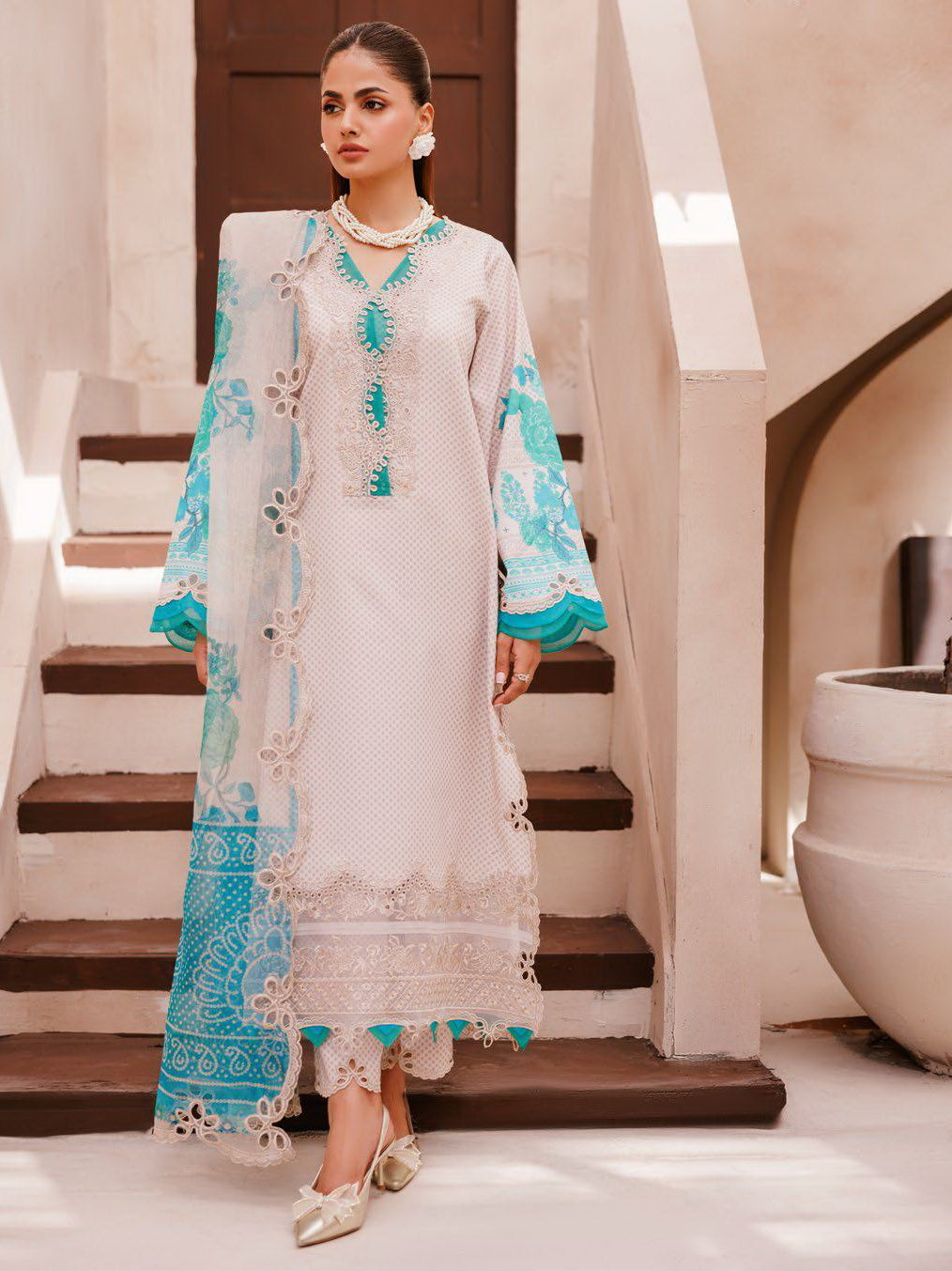 SH5-01 | 3Pc Unstitched Suit Embroidered Printed Chunri Edition Sheen By Charizma