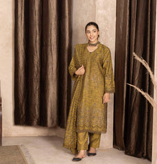 D-03 | 3Pc Unstitched Suit Embroidered Luxury Winter Collection Anayat By Riaz Arts