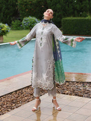 SH5-04 | 3Pc Unstitched Suit Embroidered Printed Chunri Edition Sheen By Charizma