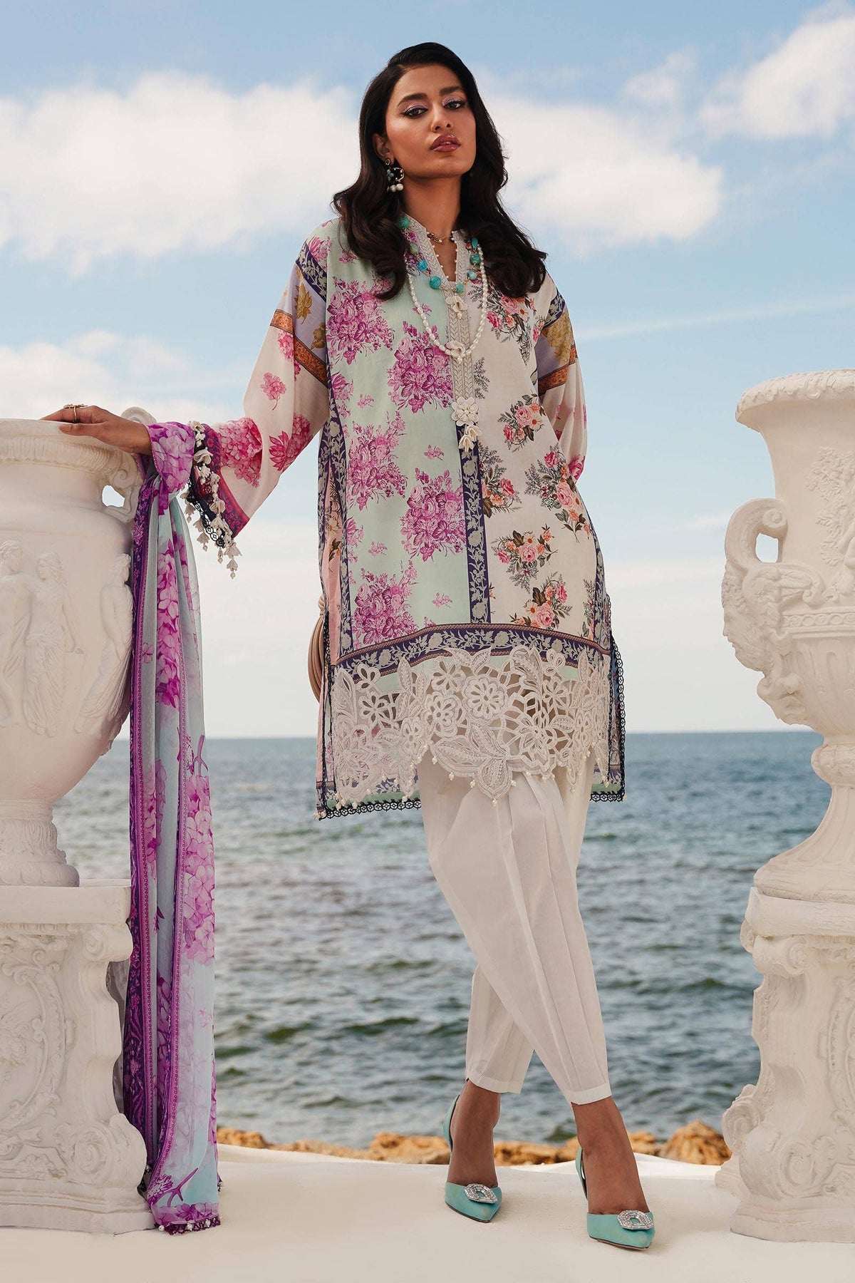 M241-03B - 3Pc - Unstitched Fabric Muzlin Lawn By Sana Safinaz