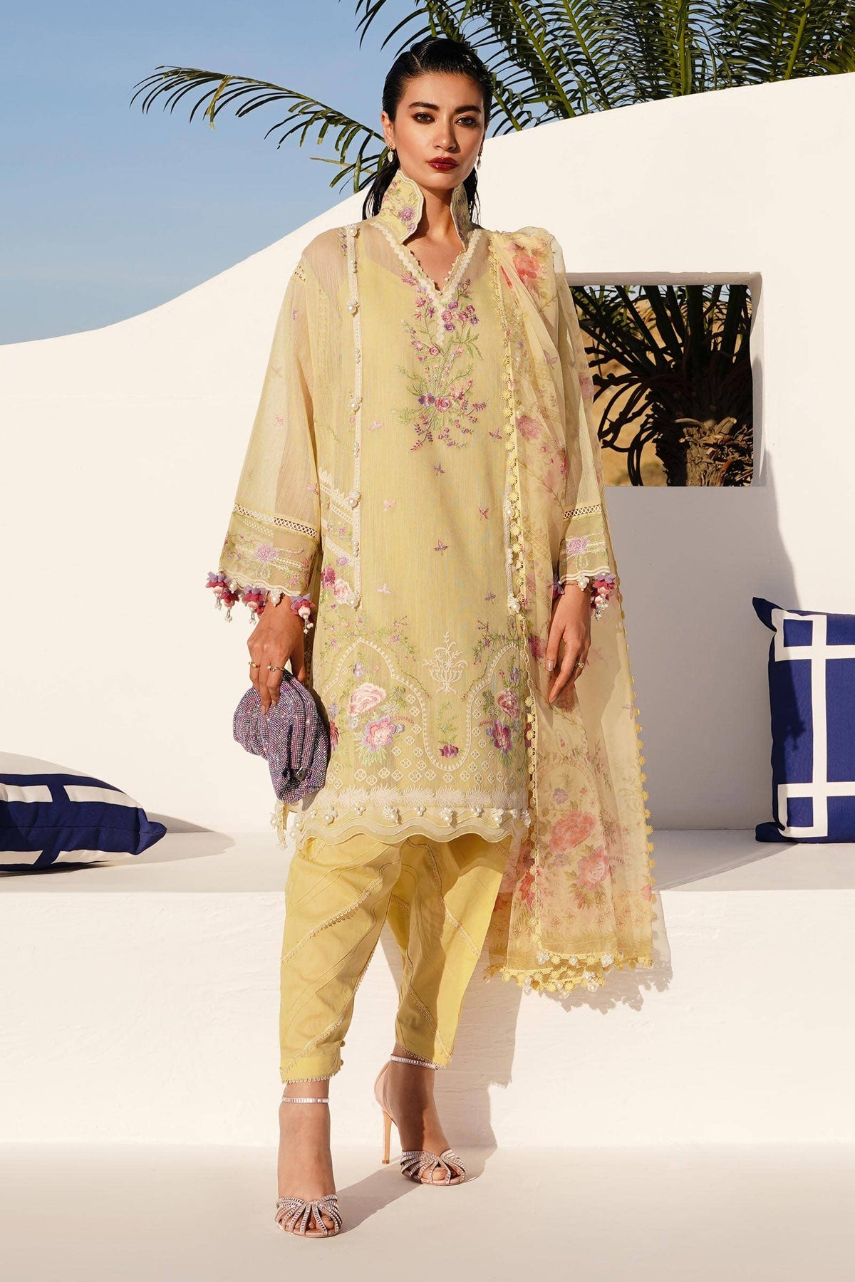 M241-05B - 3Pc - Unstitched Fabric Muzlin Lawn By Sana Safinaz