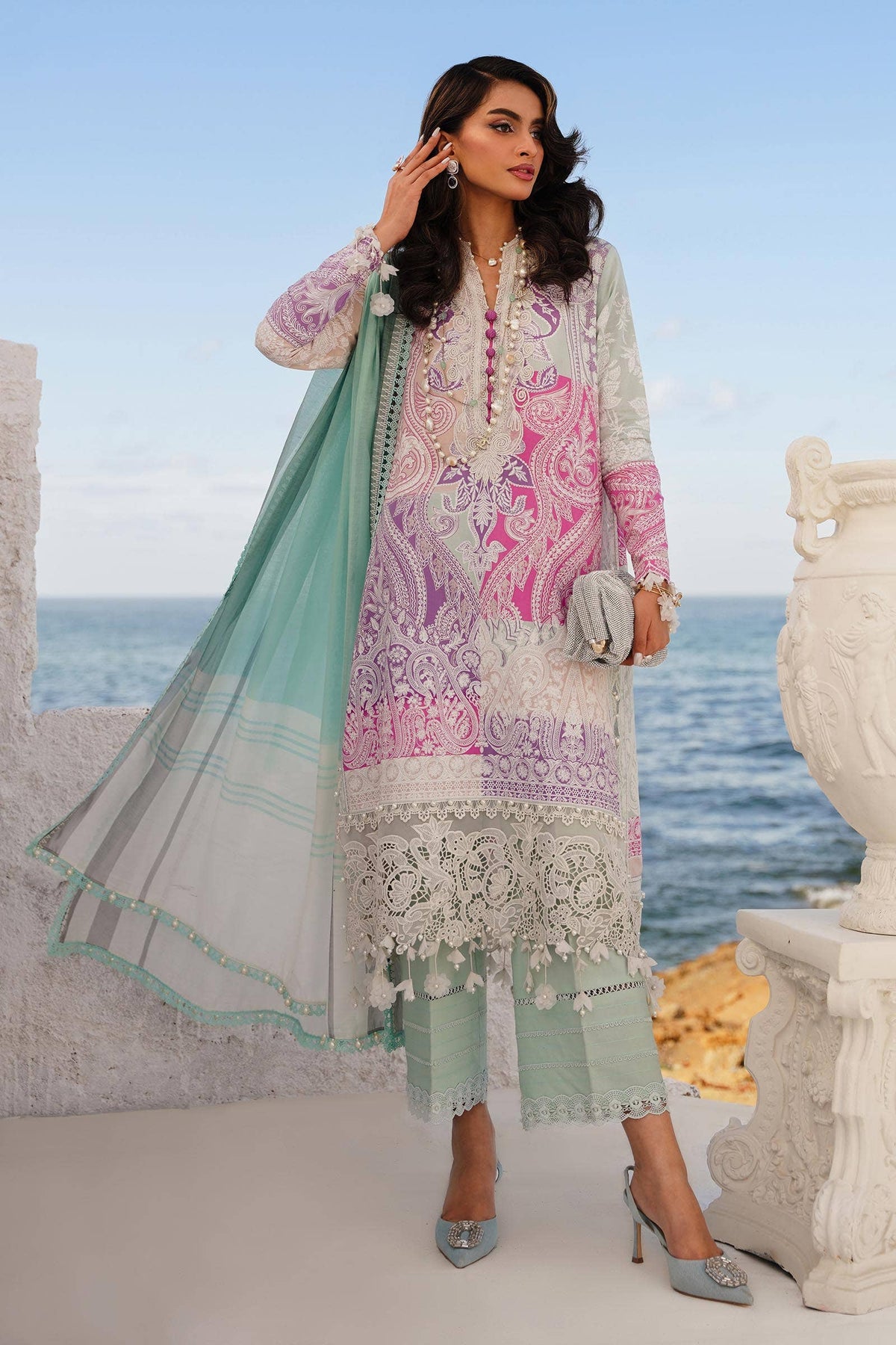 M241-15B- 3Pc - Unstitched Fabric Muzlin Lawn By Sana Safinaz