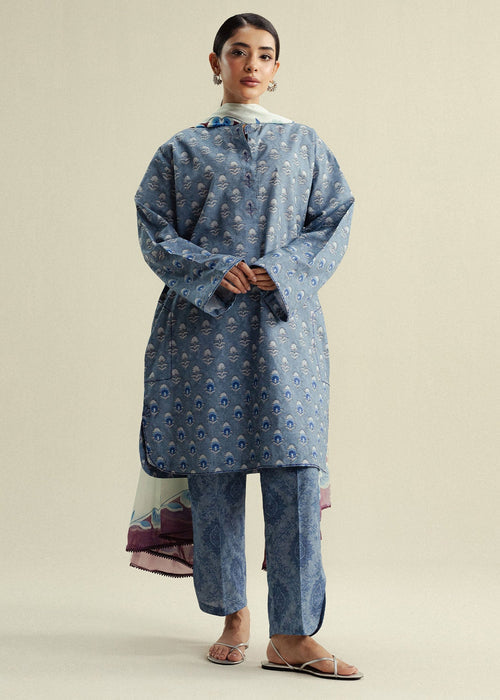 3-PC Unstitched Digital Printed Chiffon Coco By Zara Shahjahan | Willow-10B