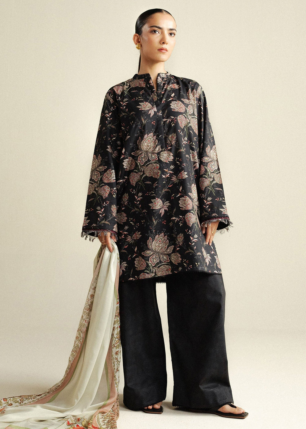 3-PC Unstitched Digital Printed Chiffon Coco By Zara Shahjahan | Daisy-D8B