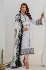 MV-004 IVY | 3PC Unstitched Suit Luxury Lawn Summer Collection Huda By Mavi