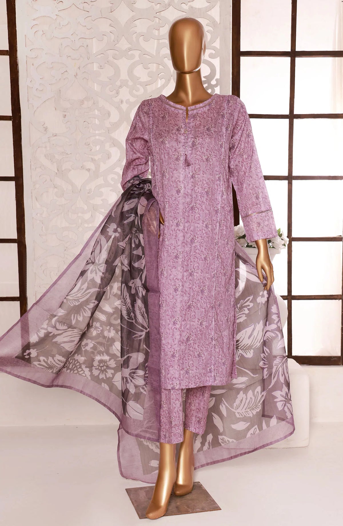 PCD 403 Lavender | 3PC Stitched Printed Co Ords Lawn Kaavish By HZ Textiles