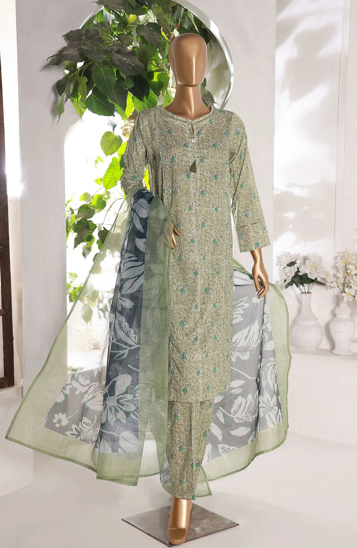 PCD 404 Green | 3PC Stitched Printed Co Ords Lawn Kaavish By HZ Textiles