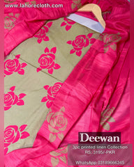 Deewan 3Pc Unstitched Ladies Suit - Printed Linen Collection