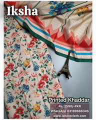 Iksha - 3Pc Unstitched Ladies Suit - Printed Khaddar Collection