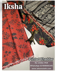 Iksha - 3Pc Unstitched Ladies Suit - Printed Khaddar Collection