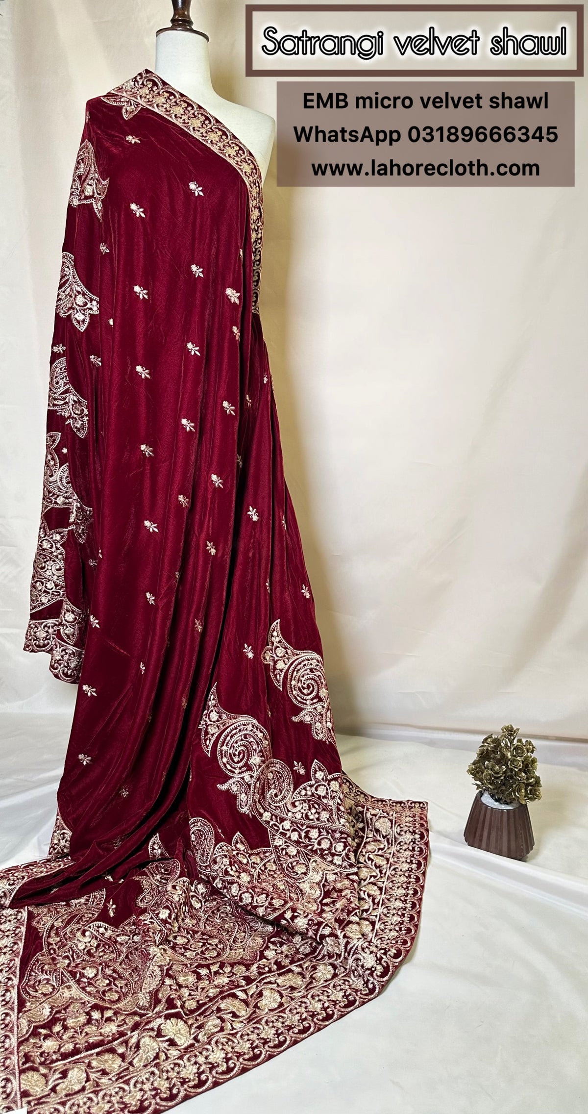 Satrangi - Ladies Shawl - Embroidered Micro Velvet Shawl