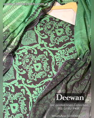 Deewan 3Pc Unstitched Ladies Suit - Printed Linen Collection