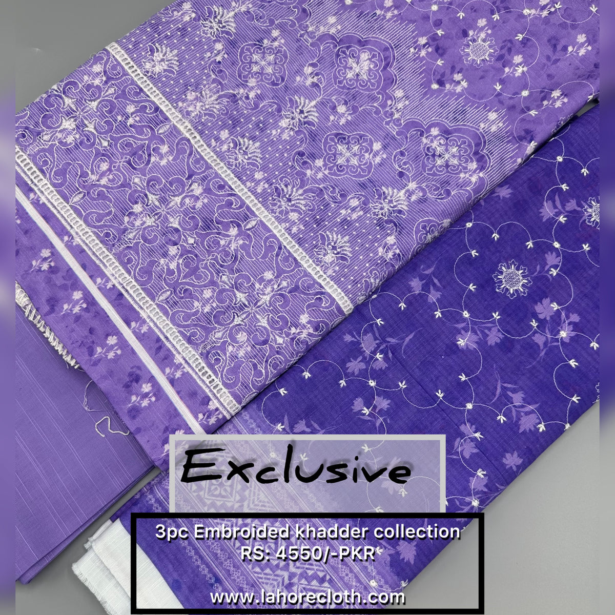 3Pc Unstitched Ladies Suit - Embroidered Khaddar Collection