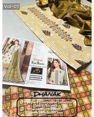 3Pc Unstitched Ladies Suit - Embroidered Collection Dhanak By Lahore Cloth