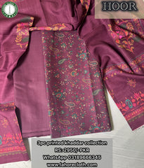 HOOR - 3Pc Unstitched Ladies Suit - Printed Khaddar Collection