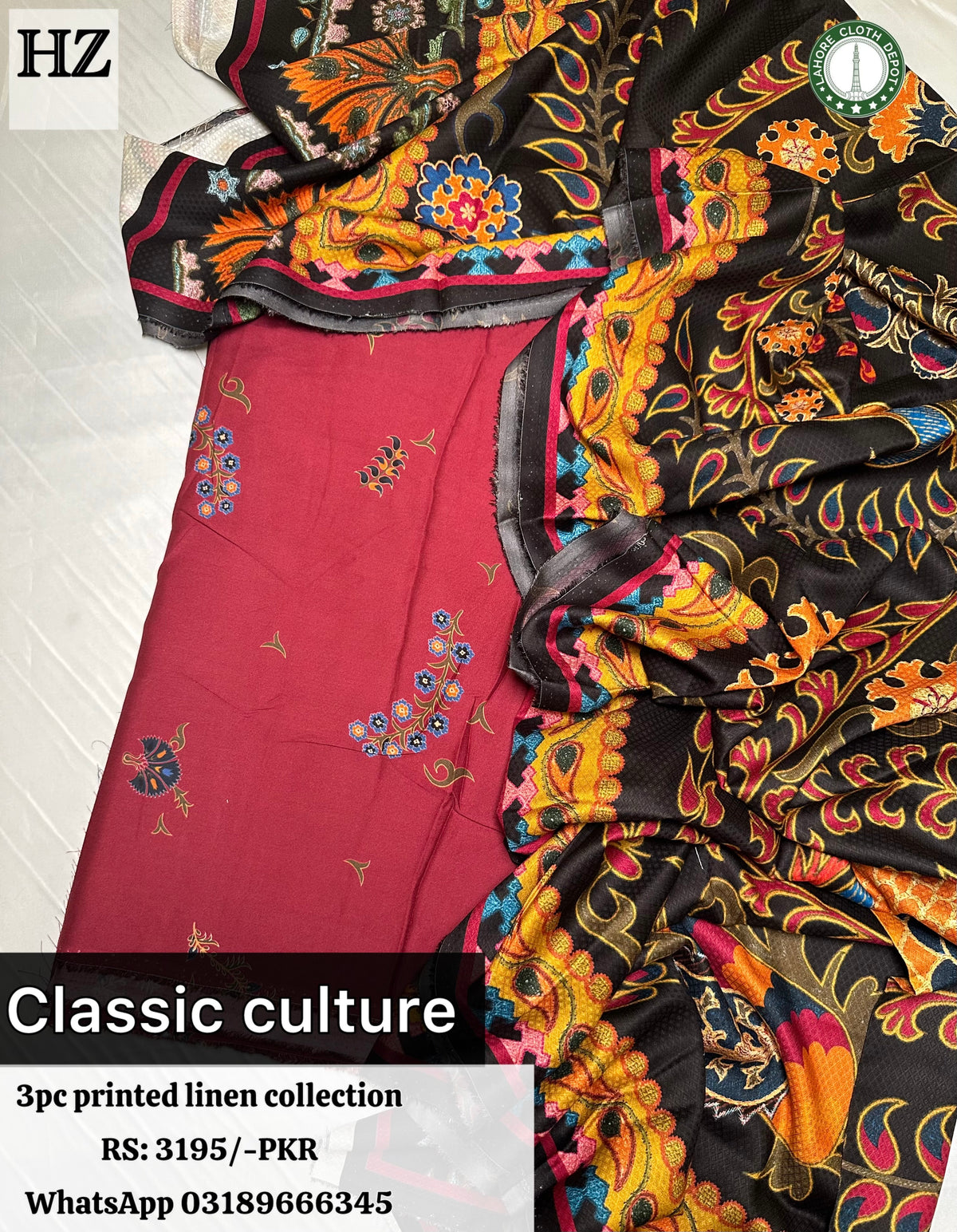 Classic Culture - 3Pc Unstitched Ladies Suit - Printed Linen Collection