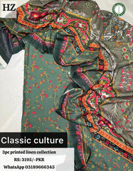 Classic Culture - 3Pc Unstitched Ladies Suit - Printed Linen Collection