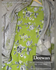 Deewan 3Pc Unstitched Ladies Suit - Printed Linen Collection