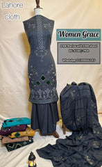 Women Grace - 3Pc Unstitched Ladies Suit - Embroidered Marina With Shawl