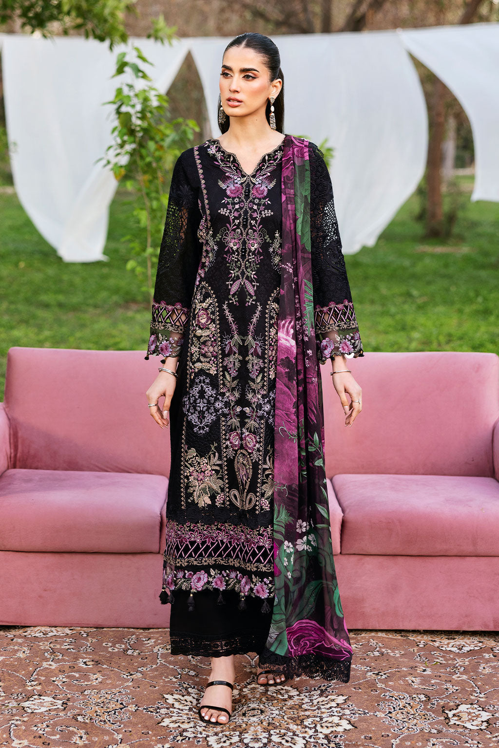 3-PC Unstitched Embroidered Lawn Riwayat By Ramsha | Y-1302