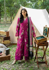 3Pc DIGITAL PRINTED SLUB KHADDAR Unstitched Suit MULBERRY By Elaf Premium