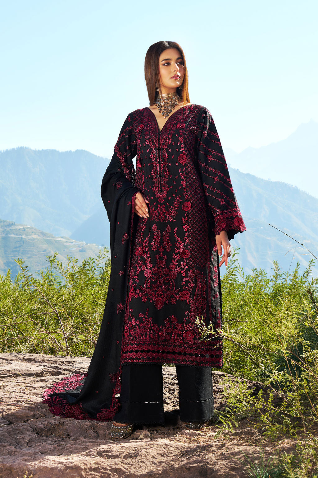 3-PC Unstitched Karandi Embroidered Reet By Ramsha | R-1304