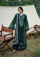 3Pc DIGITAL PRINTED SLUB KHADDAR Unstitched Suit WINTERMINT By Elaf Premium