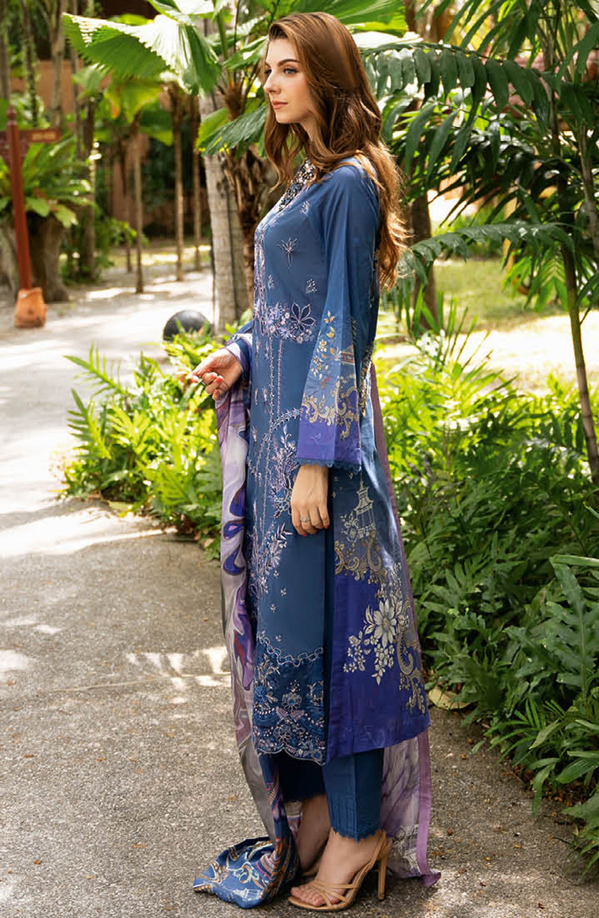 Y-1110 | 3Pc Unstitched Suit Embroidered Lawn Vol-11 Riwayat By Ramsha