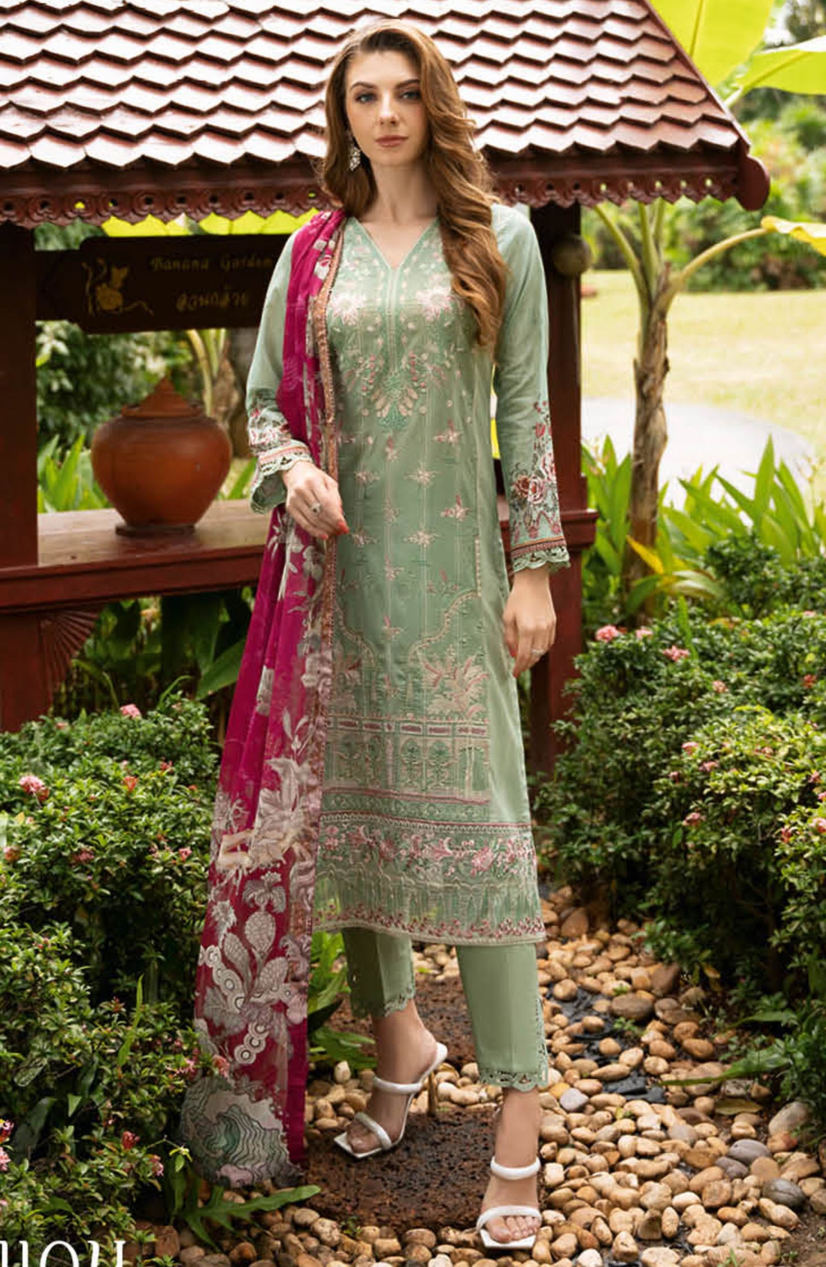 Y-1104 | 3Pc Unstitched Suit Embroidered Lawn Vol-11 Riwayat By Ramsha