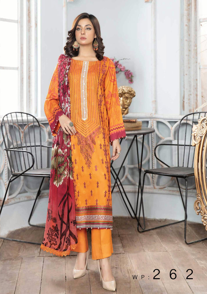 WP 262 Unstitched Viscose Slub Embroidered - 3PC - Muskari By Wania