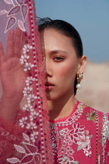 3-PC Unstitched Embroidered Soft Prints By Afrozeh | Pink Ruby