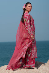 Pink Ruby | 3Pc Unstitched Suit Lawnkari Summer Together By Afrozeh