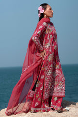 Pink Ruby | 3Pc Unstitched Suit Lawnkari Summer Together By Afrozeh