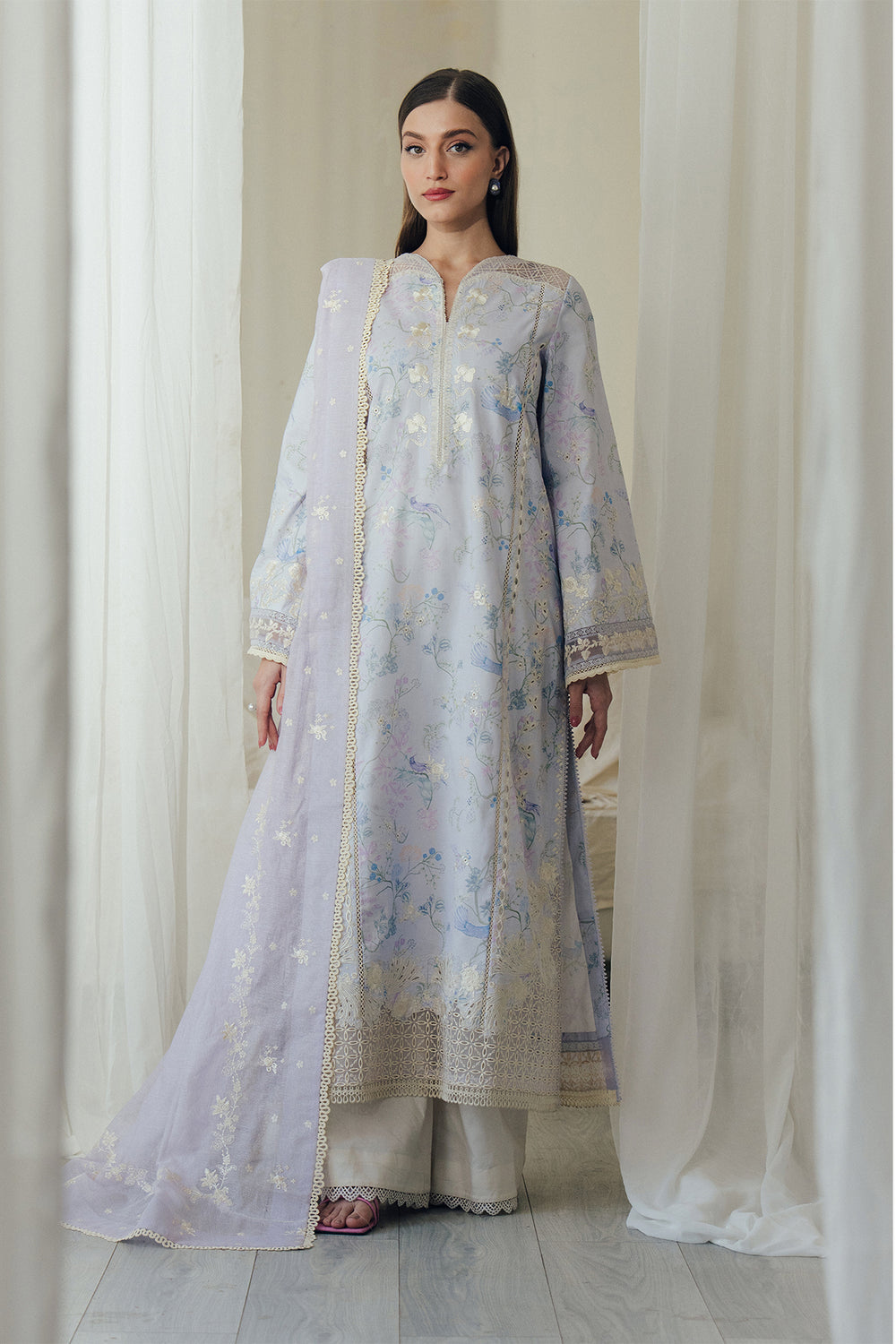 3-PC Unstitched Printed Lawn Daybreak By Afrozeh | DoveMist
