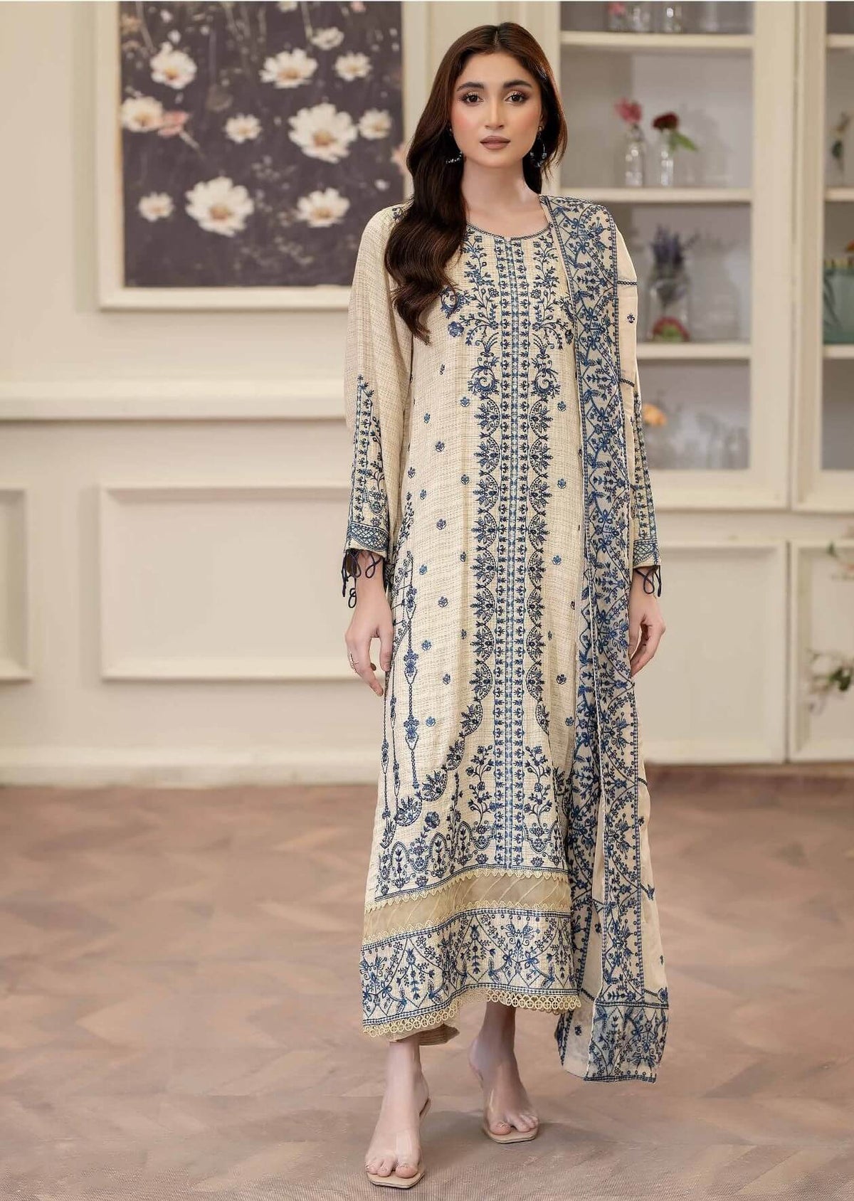 3-PC Unstitched Embroidered Rod Viscose Omid By Johra | JW-065