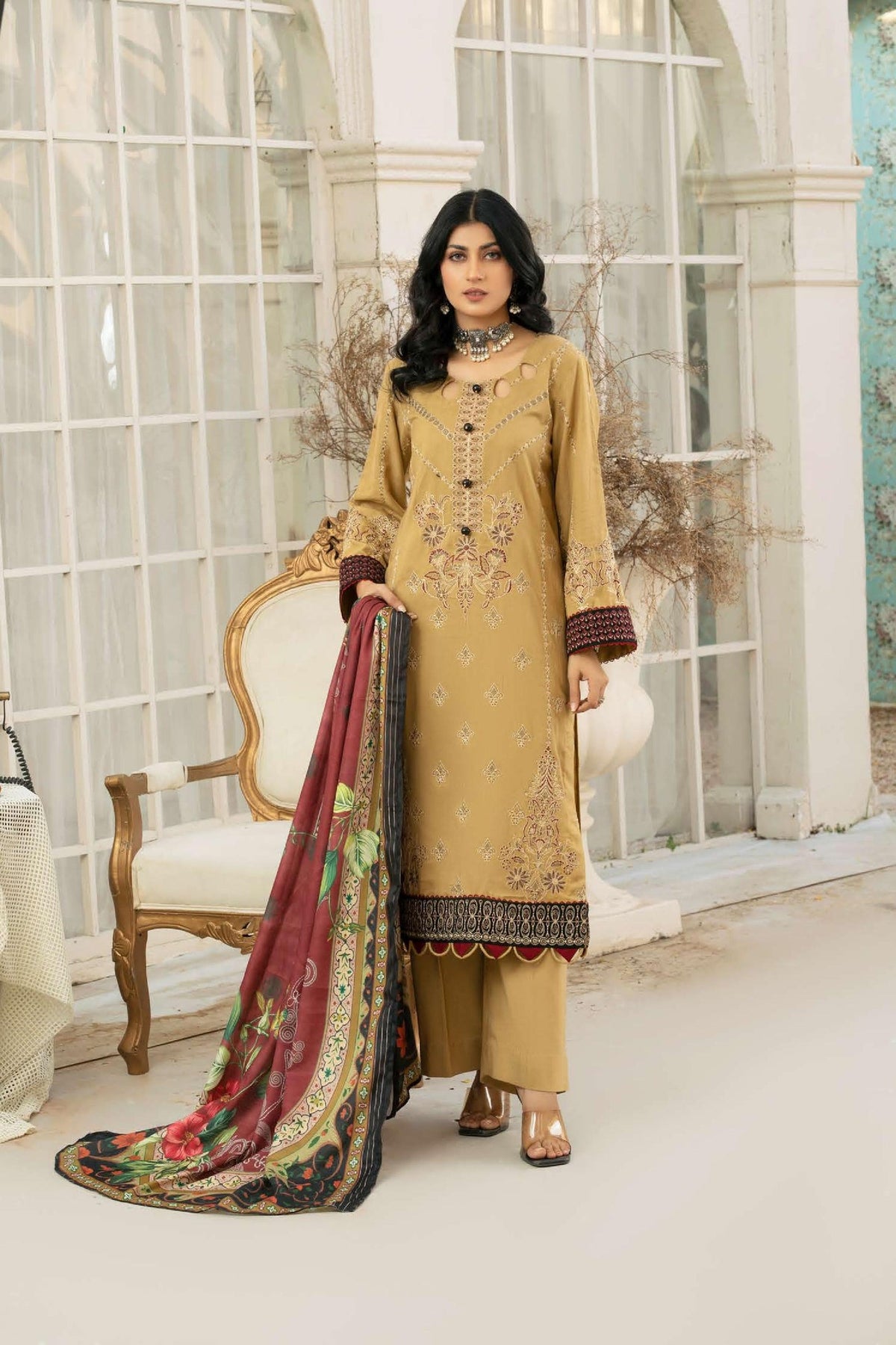 WP-489 | 3 PC Unstitched Suit Dhanak Embroidered Vol 1 Tabeer By Wania