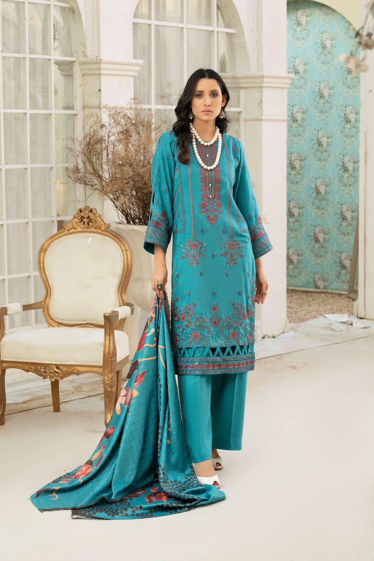 WP-491 | 3 PC Unstitched Suit Dhanak Embroidered Vol 1 Tabeer By Wania