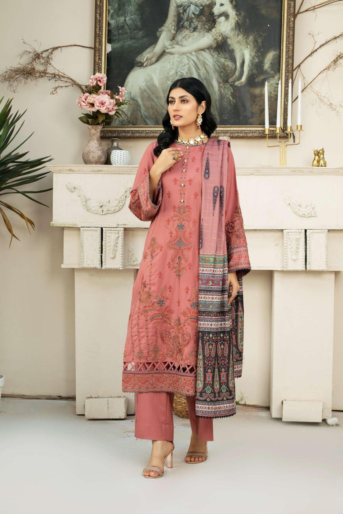 WP-488 | 3 PC Unstitched Suit Dhanak Embroidered Vol 1 Tabeer By Wania