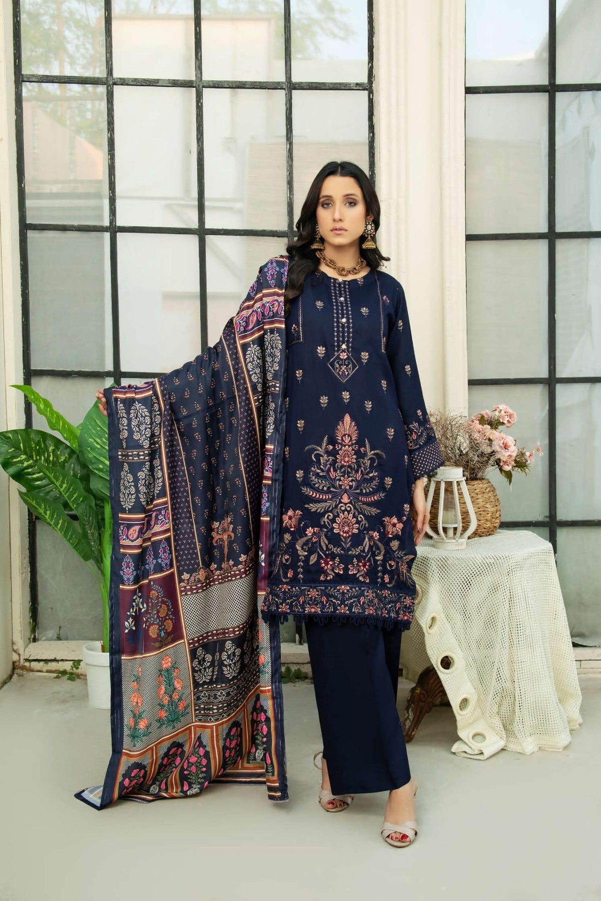 WP-483 | 3 PC Unstitched Suit Dhanak Embroidered Vol 1 Tabeer By Wania