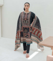 Shirt Shalwar Dupatta - Black - Khaddar Suit - 0727