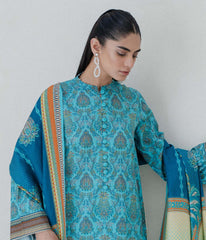 Shirt Shalwar Dupatta - Blue - Karandi Suit - 0749